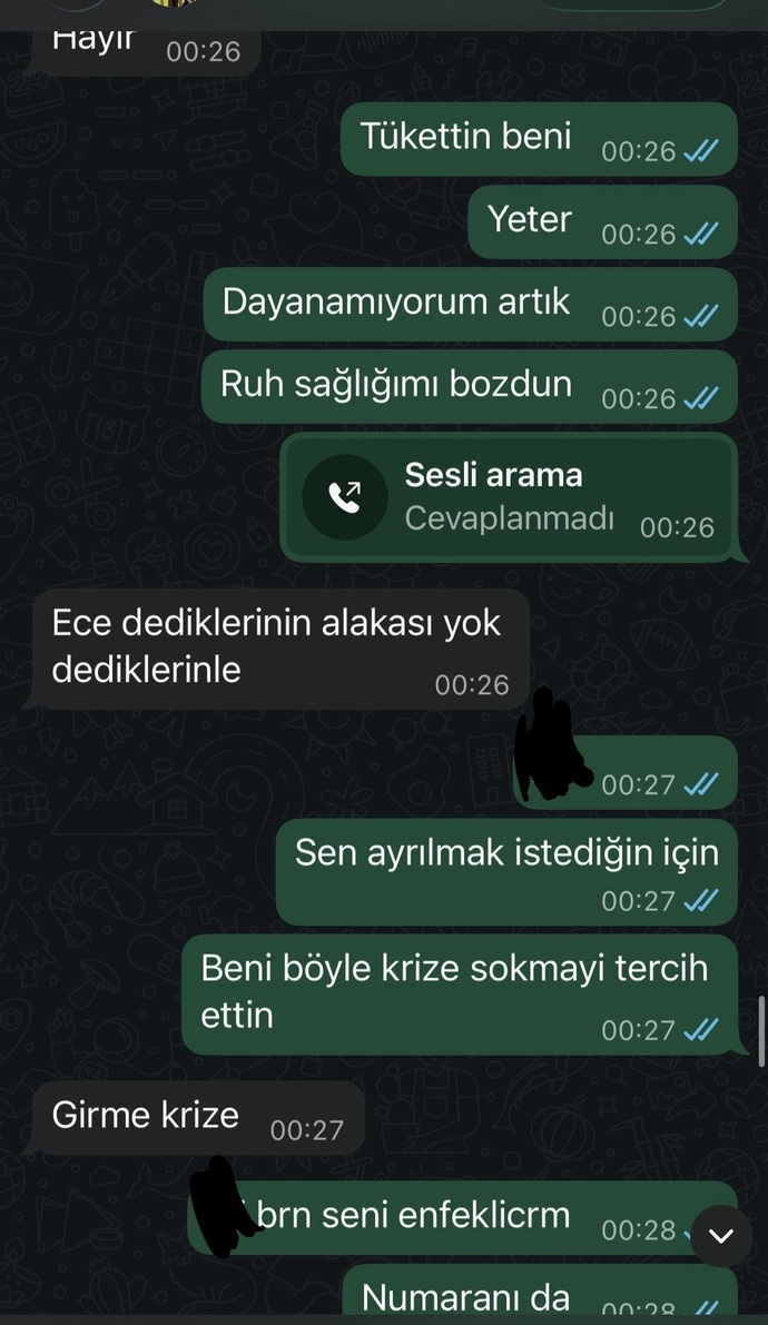 Bana neden bunu yapti ayrılmak mi istiyor szce?