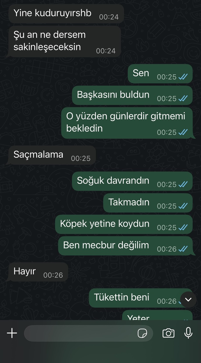 Bana neden bunu yapti ayrılmak mi istiyor szce?