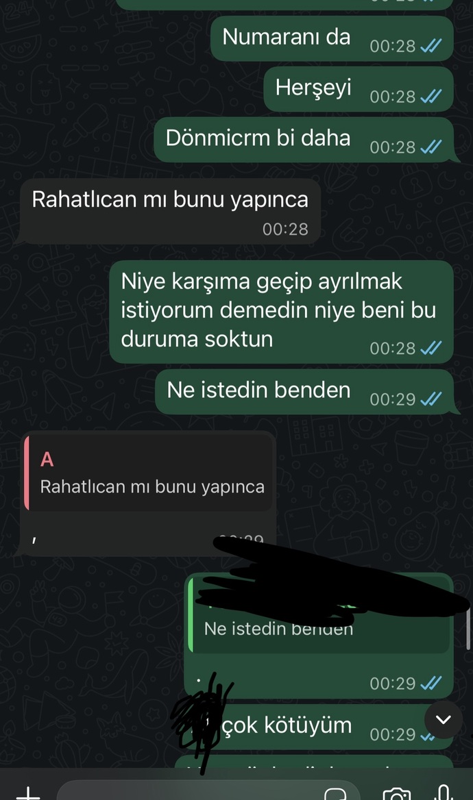 Bana neden bunu yapti ayrılmak mi istiyor szce?
