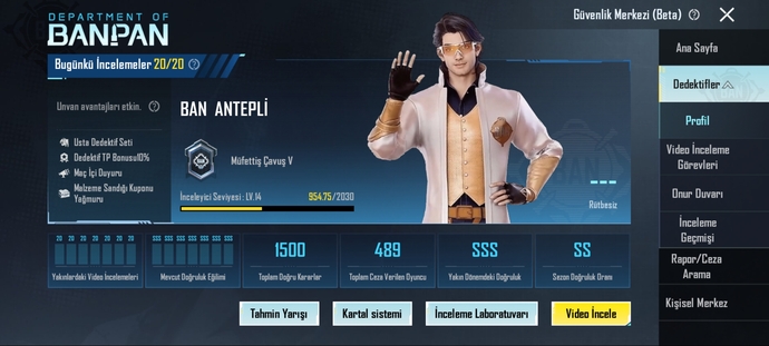 Pubg mobile de dedektif olarak 1500 doğru karar a ulaştım hayırlı olsun der misiniz?