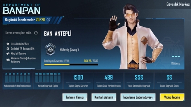 Pubg mobile de dedektif olarak 1500 doğru karar a ulaştım hayırlı olsun der misiniz?