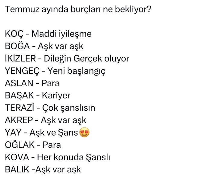 Temmuz ayında burçları ne bekliyor?