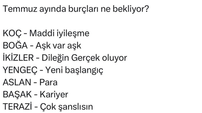 Temmuz ayında burçları ne bekliyor?