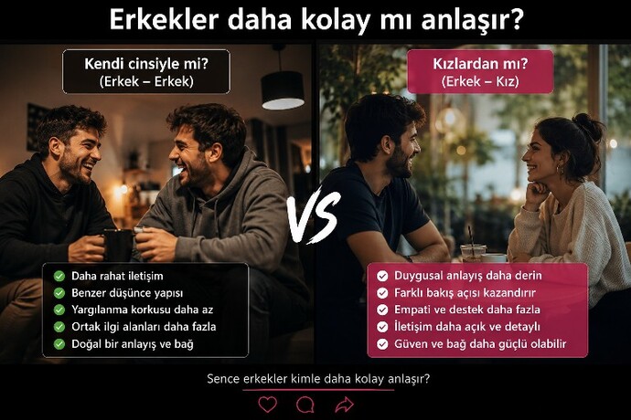 Erkekler kendi cinsiyle mi daha rahat anlaşıyor yoksa kadınlarla mı daha iyi anlaşıyor?