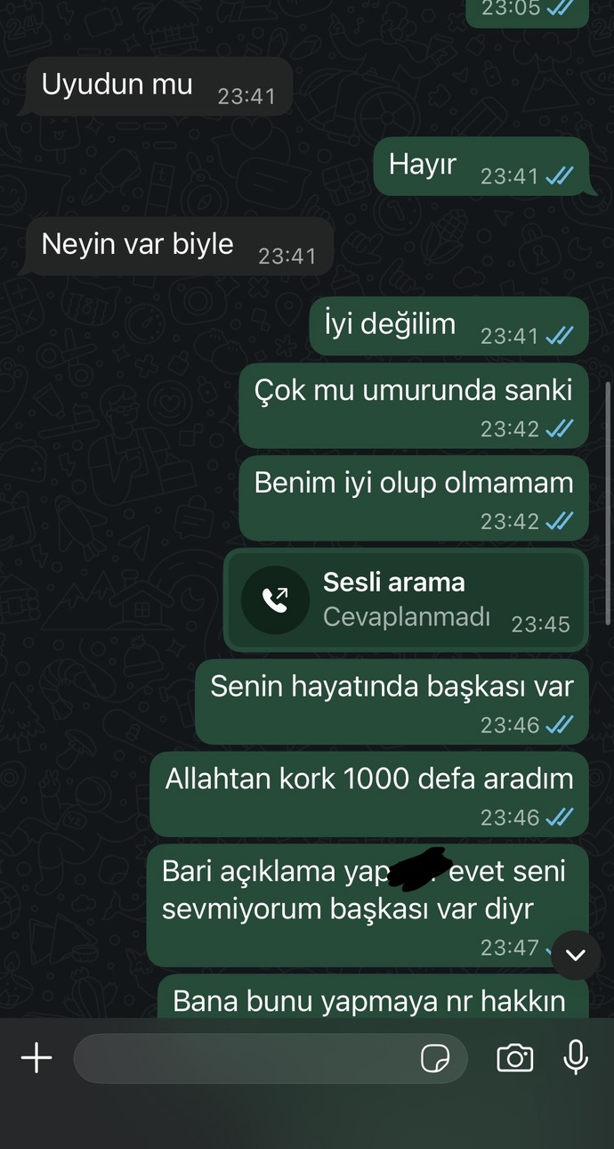 Niye cevap vermiyor szce yeter ya?