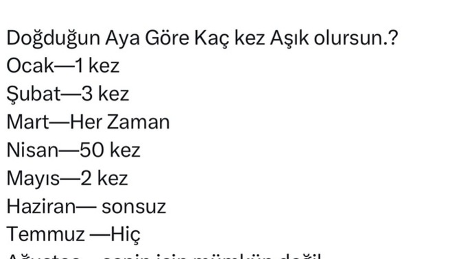 Doğduğun Aya Göre Kaç kez Aşık olursun?
