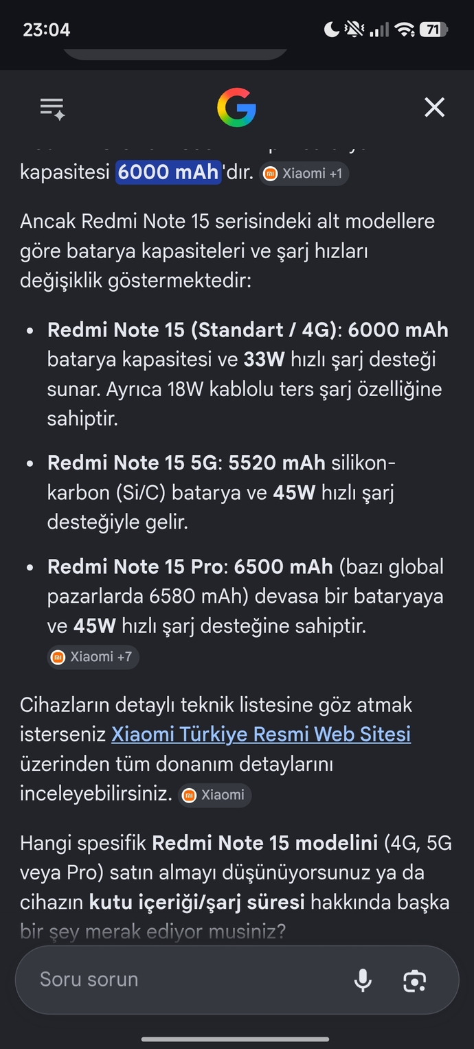 Telefonunuzun pili kaç Mah dir?