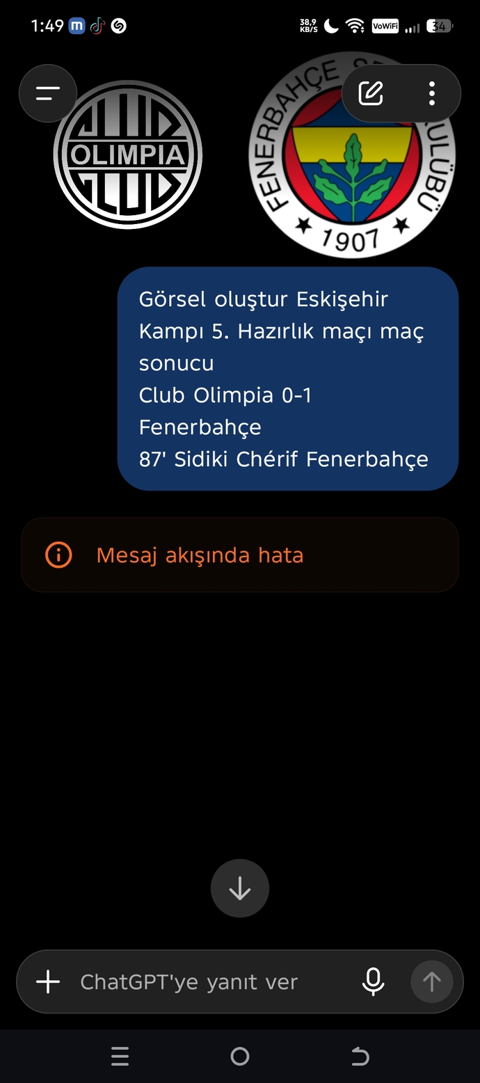 ChatGPT görsel oluşturma şu an çöktü mü, bende mi sorun var genel bir problem mi var?