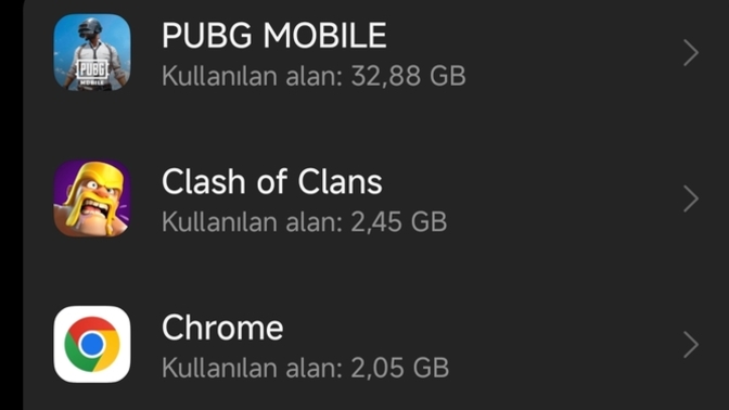 Telefonunuzda en fazla yer kaplayan uygulama nedir?