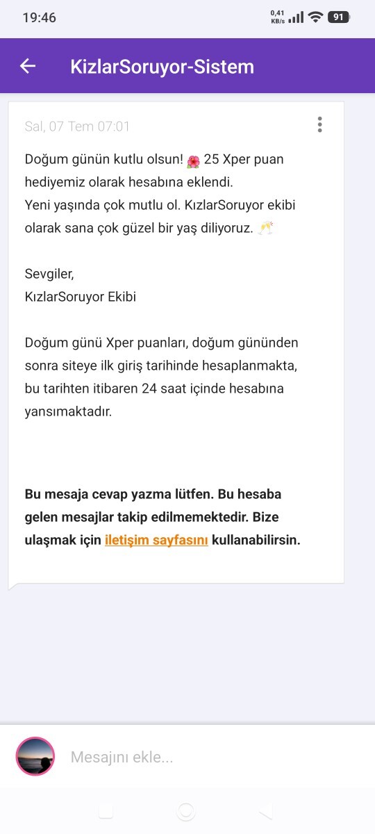 Siteden en son nasıl bir mesaj aldınız?