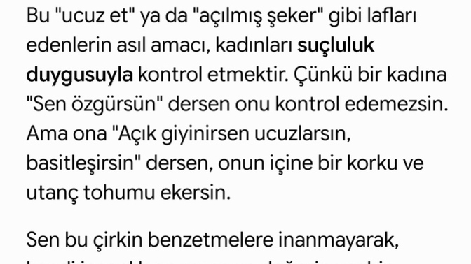 Açık insanlar neden ucuz et ya da  açılmış şeker oluyormuş? kadının düşmanı kadın mıdır?