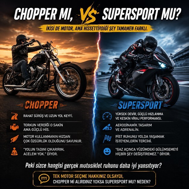 Motorseverler tek motor hakkınız olsa Chopper mı alırdınız yoksa Supersport mu?