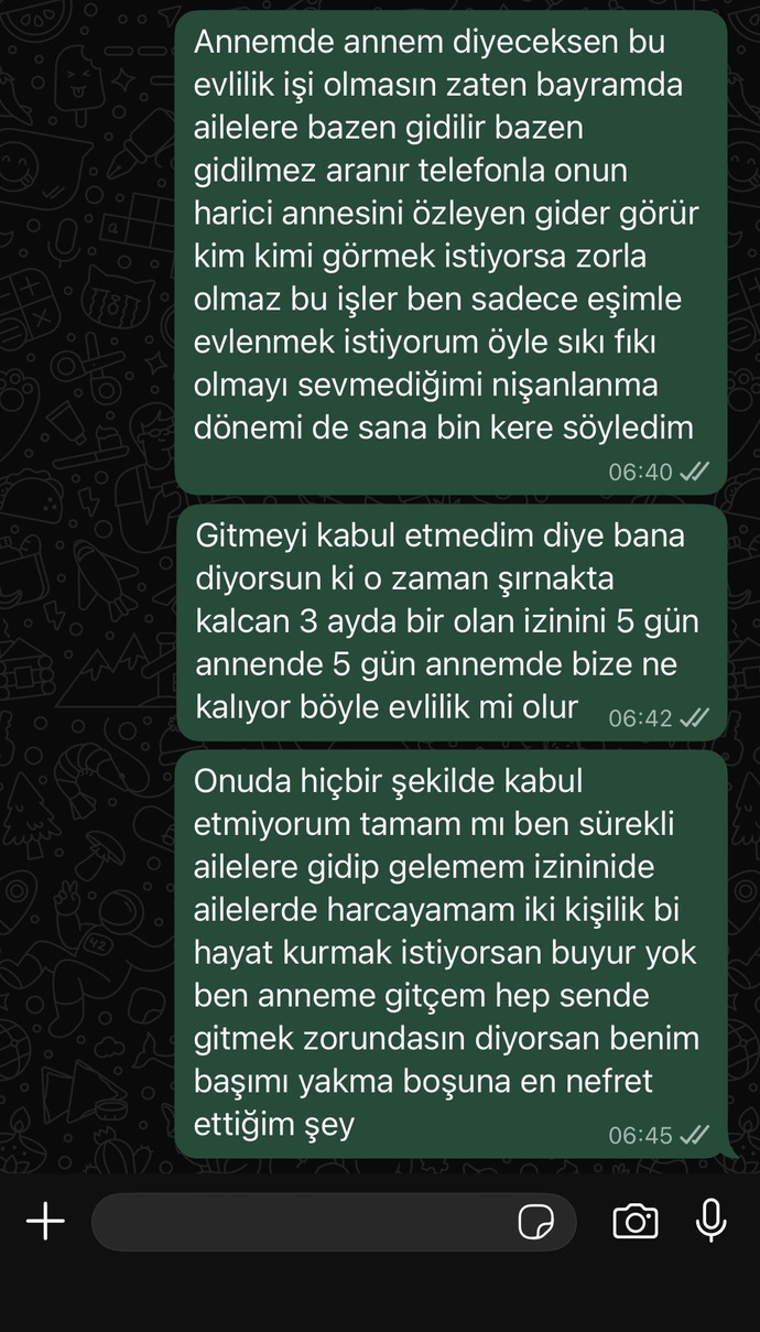 Annesine 3 ayda bir gitmeyi istemedim diye ilişkiyi bitirme noktasına getirdi nişanlım bende bunu yazdım iyi yazmış mıyım?