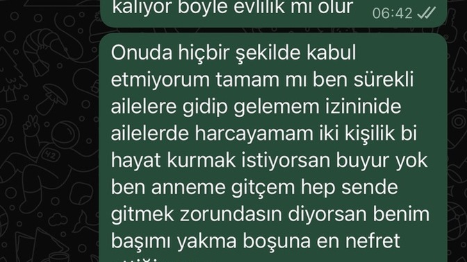 Annesine 3 ayda bir gitmeyi istemedim diye ilişkiyi bitirme noktasına getirdi nişanlım bende bunu yazdım iyi yazmış mıyım?