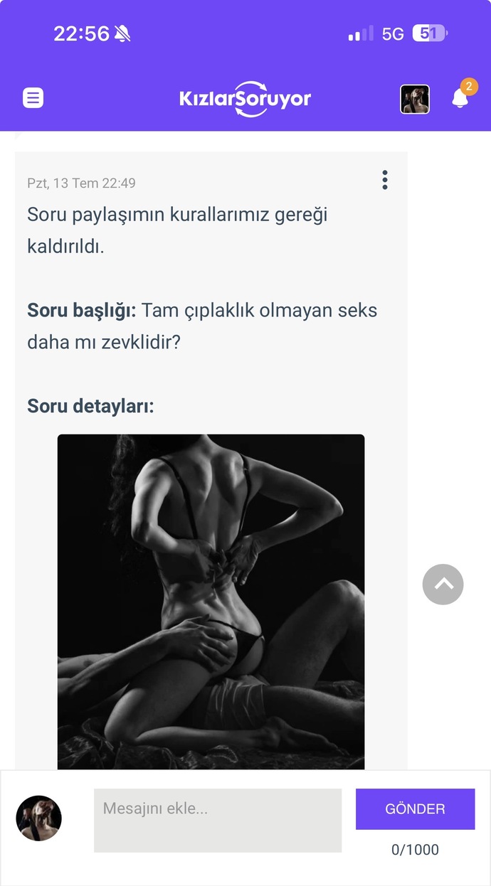 Siz de açtığınız soruların haksız yere uygunsuz cinsel içerik diye silinmesinden bıktınız mı?