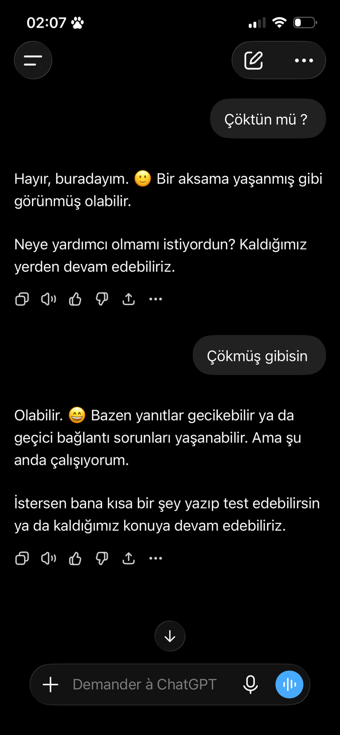 Chatgpt çöktü mü?