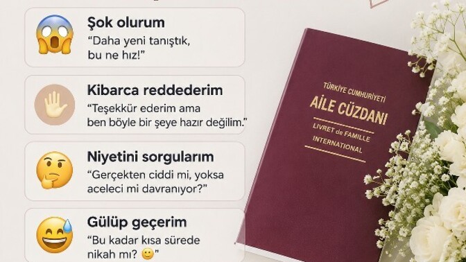 "Birkaç günlük tanıştığınız biri sizi nikâh dairesine götürmek istese, ne tepki verirdiniz 💍"?