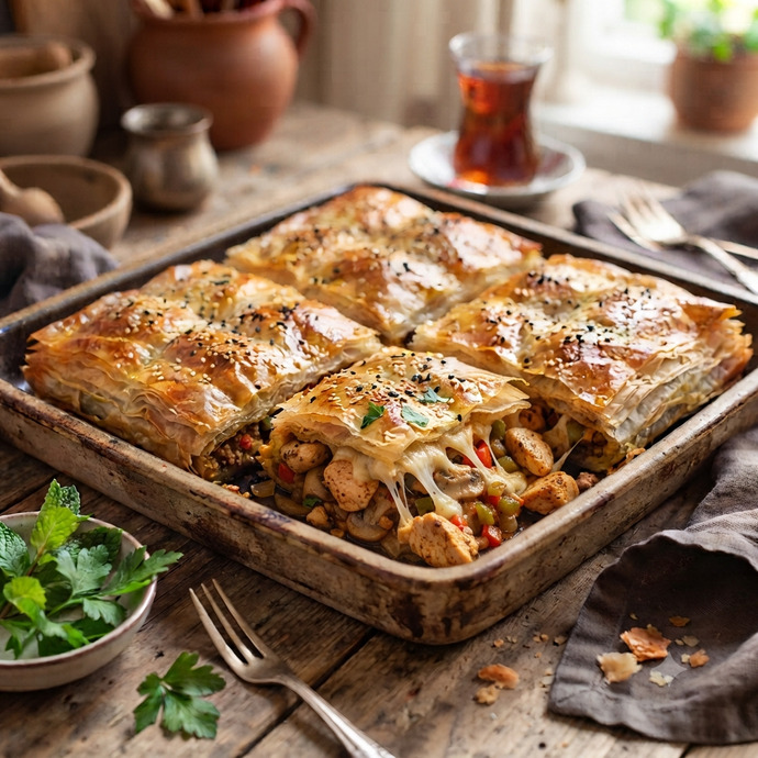 Tavuklu karışık börek mi kıymalı karışık börek mi?