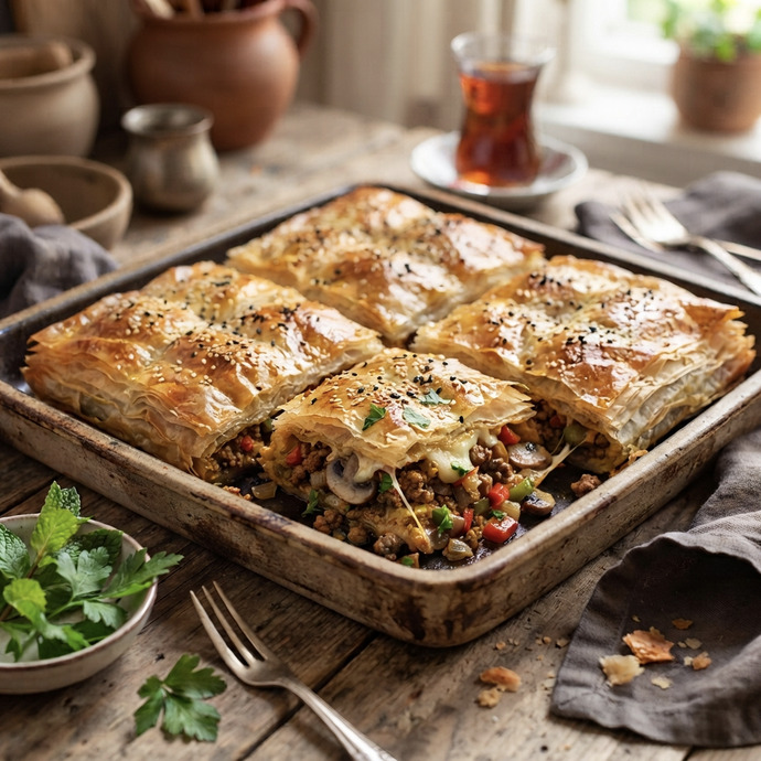 Tavuklu karışık börek mi kıymalı karışık börek mi?