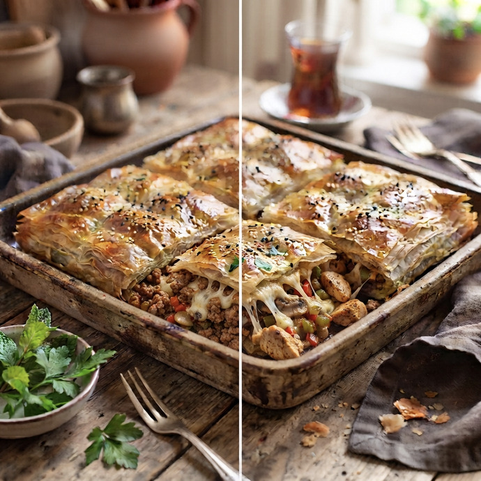 Tavuklu karışık börek mi kıymalı karışık börek mi?