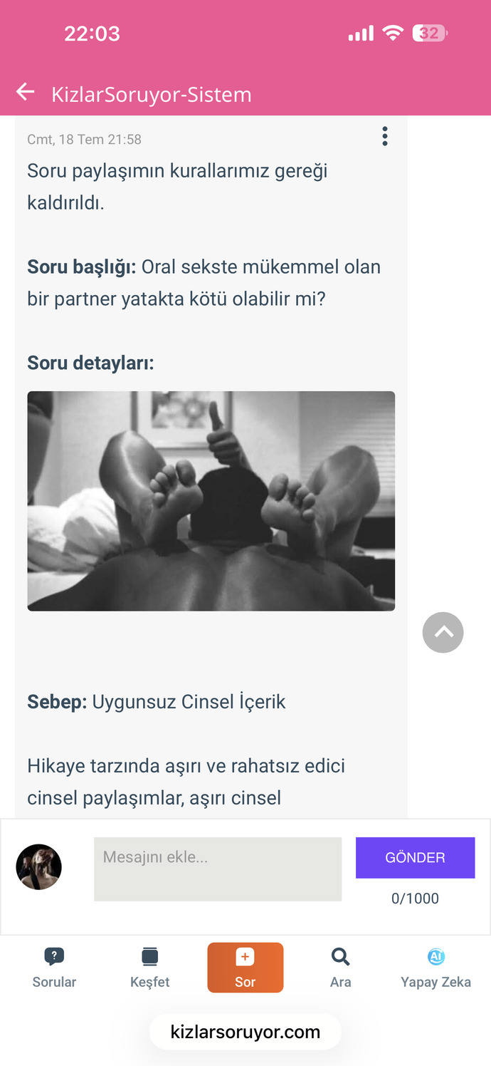 Vitrin sorularından aldığımız görselle sorduğumuz sorunun aşırı cinsellik gerekçesiyle kaldırılması saçma değil mi?