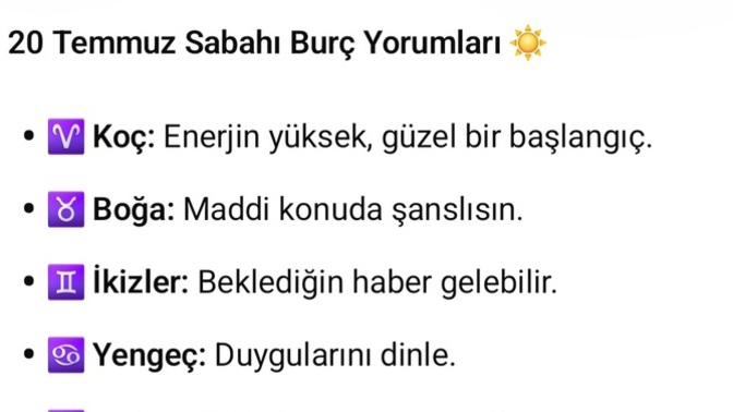 20 Temmuz sabahı burçları neler bekliyormuş?