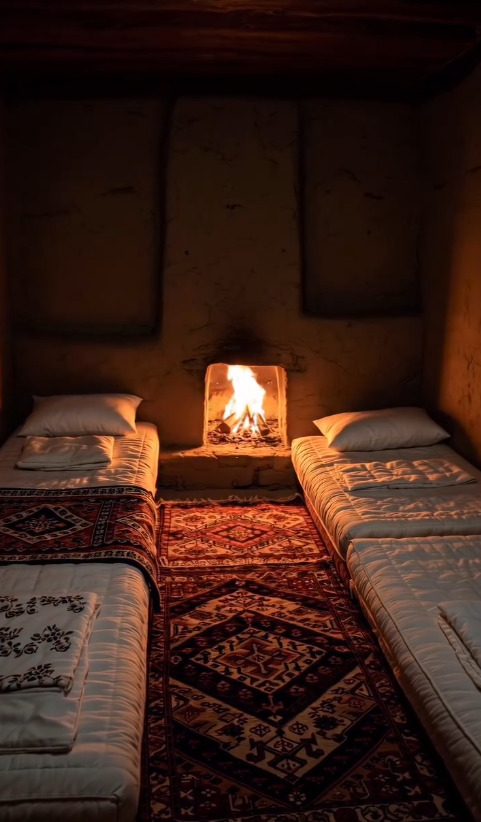Ateşin hırıltısı geliyordu burada.