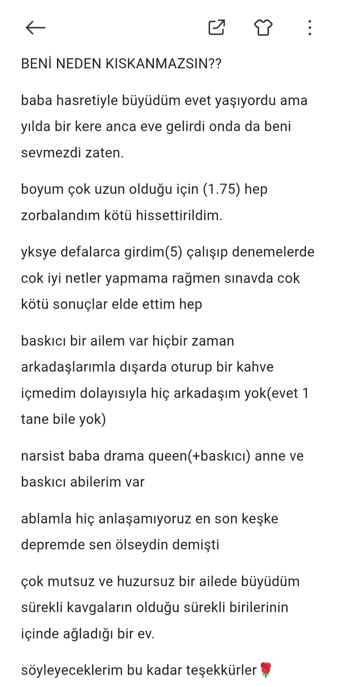 Beni neden kıskanmazsın yazılı versiyon?