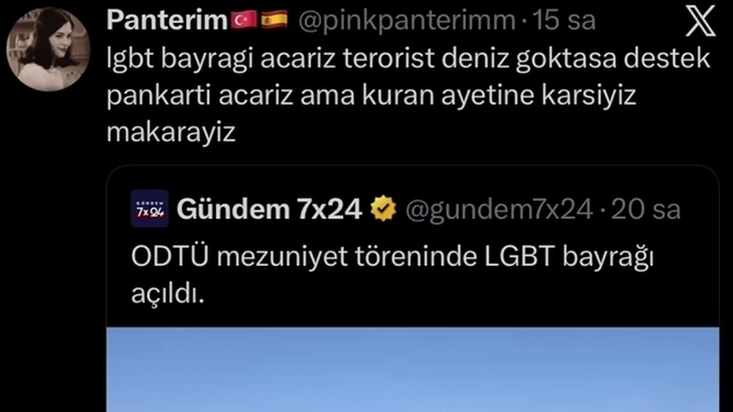 Abi kendi yaptığınızla da çelişmezsiniz ya hani mezuniyet törenlerinde pankart ya da bayrak açmak yasaktı ne oldu şimdi?