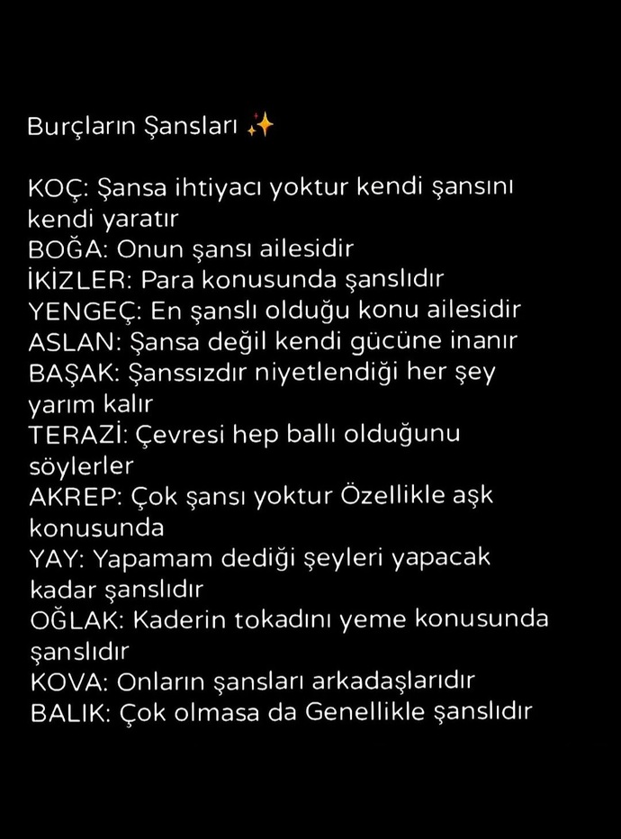 Sizce burcunuzun şansı bu listede doğru bilinmiş mi?