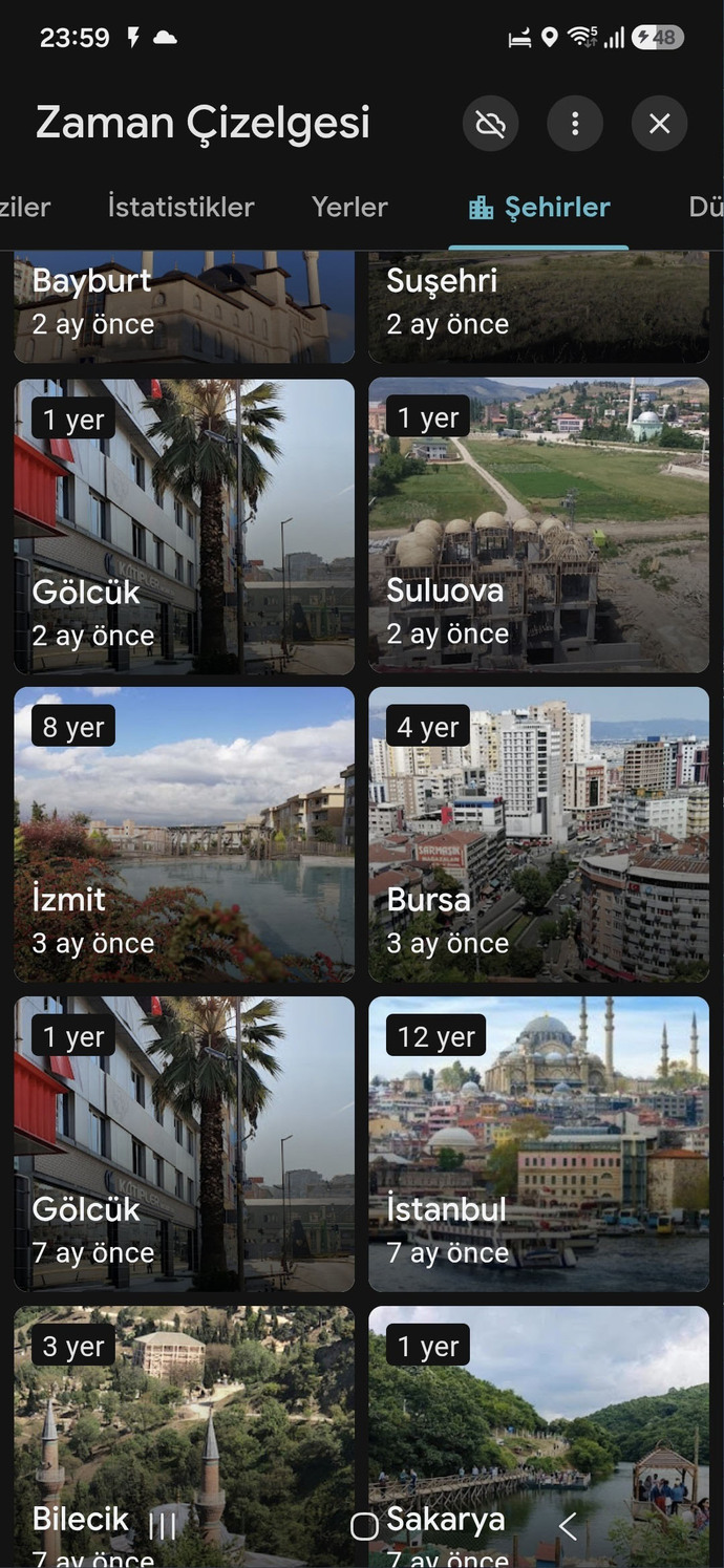 Google haritalar üzerinden zaman çizelgenizi inceliyor musunuz?