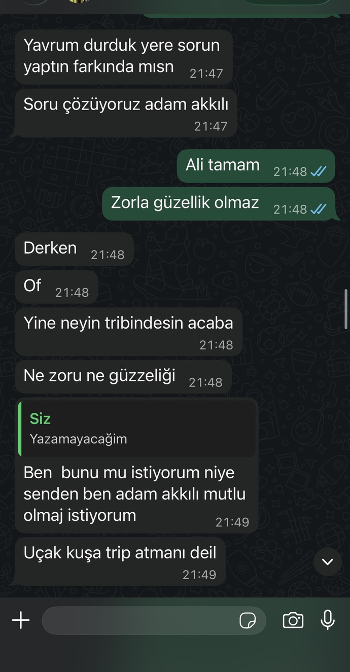 Sizce bana ilgisi var mi geçiştiriyor mu?