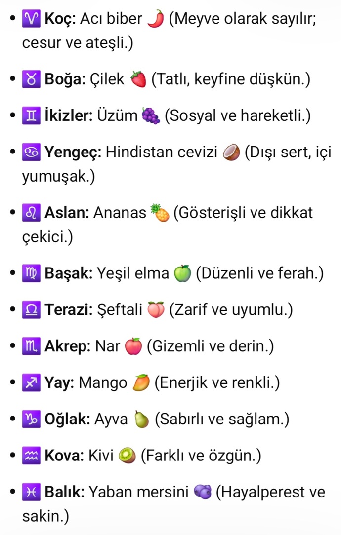 Burçlar bir meyve olsaydı ne olurdu 😄?