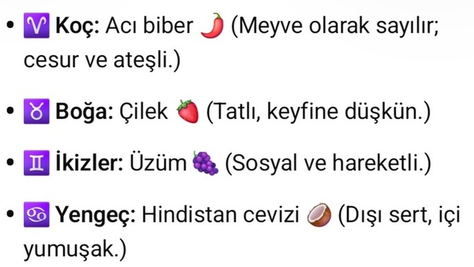 Burçlar bir meyve olsaydı ne olurdu 😄?