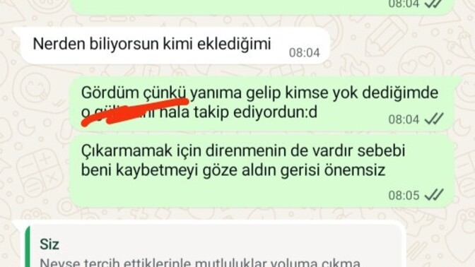 Böyle diyen birinin sevme ihtimali var mı kaybetmekten korkan rahatsız olduğum kişiyi takip etmeye devam eder mi?