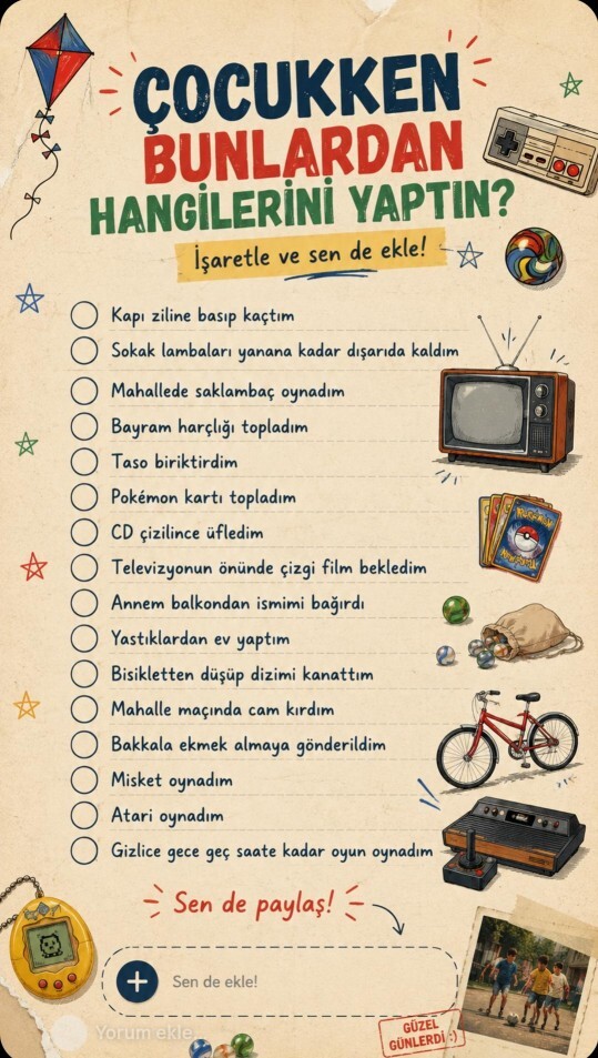 Sen hangilerini yaptın?