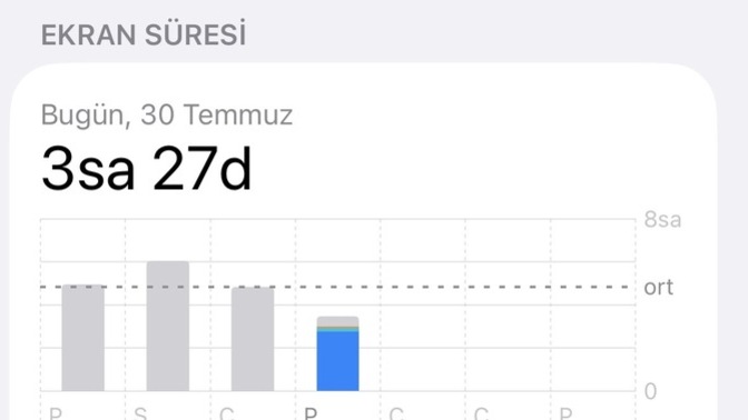 Anlık ekran süreniz kaç saat kaç dakika ve de saniye?