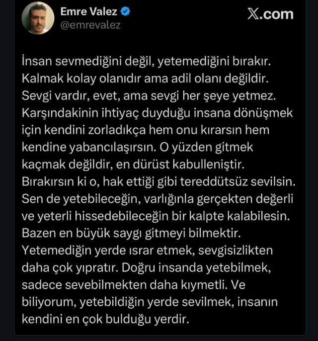 Hiç yetemediğiniz için ayrıldığınız biri oldu mu?