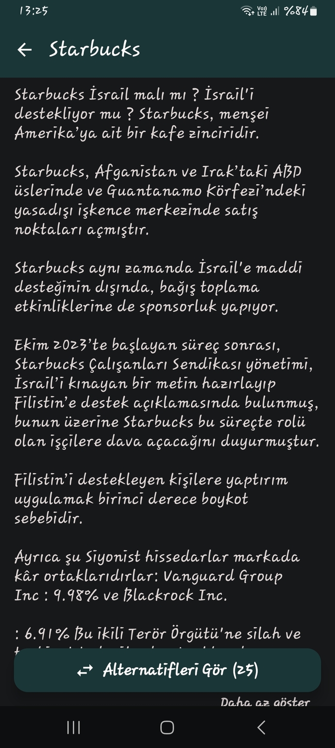 Starbucksın İsrail'le bir alakası var mı?