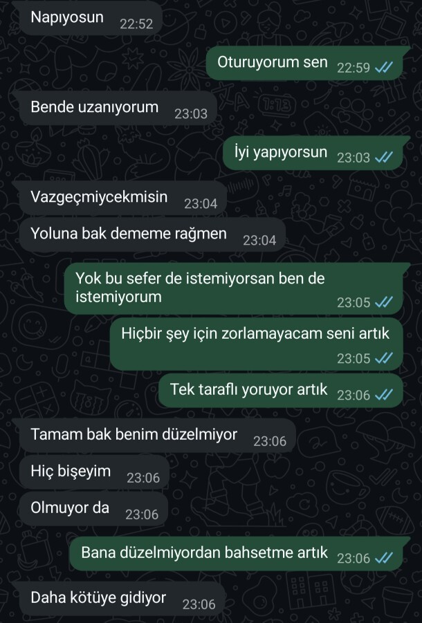 Sevmiyor, sevmemiş değil mi?