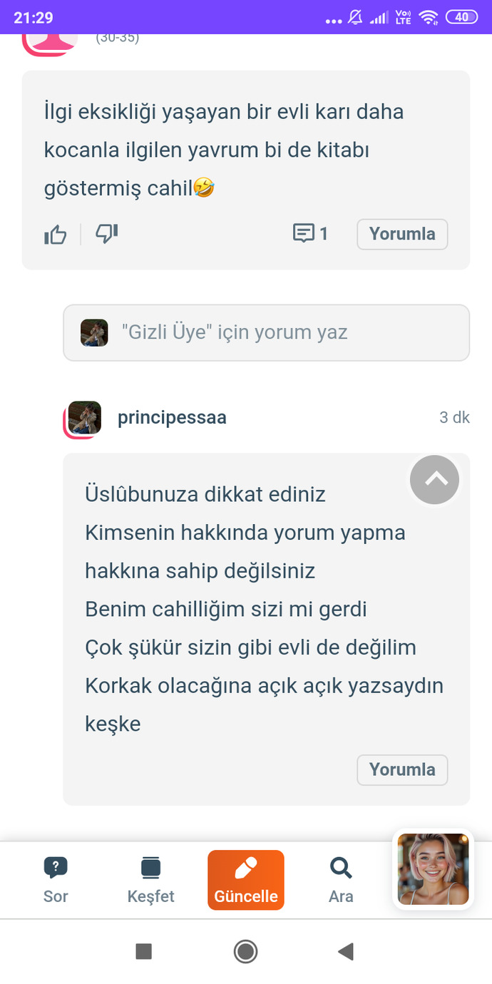Sitede saçma yorumlara maruz kalıyor musunuz ?