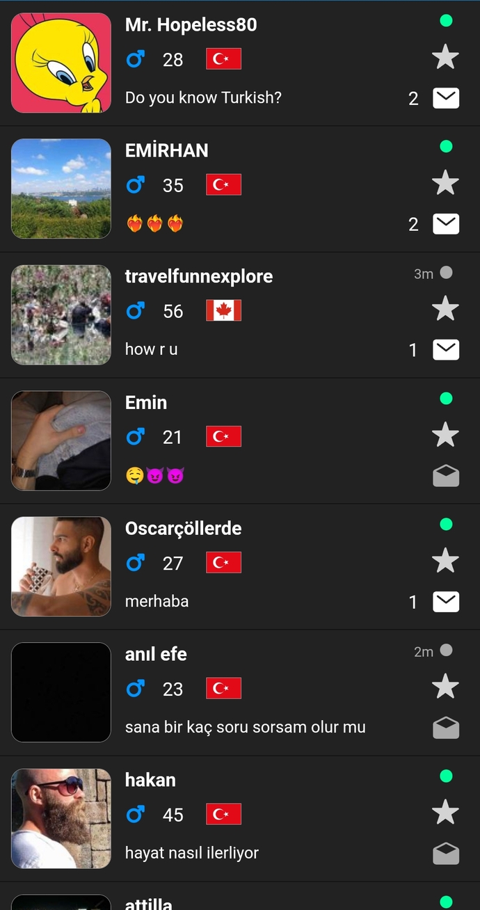 Bi uygulamada hesap actim 1 dk da dm doldu erkekler niye boylesiniz😃?