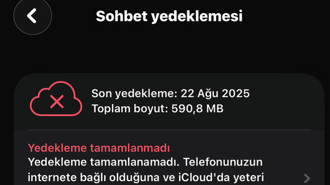 Bu telefon neden whatsapp yedekleme yapmıyor?