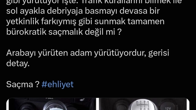 Manuel ehliyeti olanlar otomatik sürebiliyorsa Otomatik vites ehliyeti olanlar da manuel surebilmeli diyen adam haklı mı?
