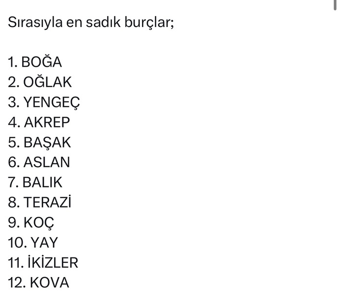 Sizce En Sadık Burç Hangisi?
