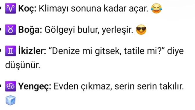 Burçlar sıcak havalarda ne yapar 😃?