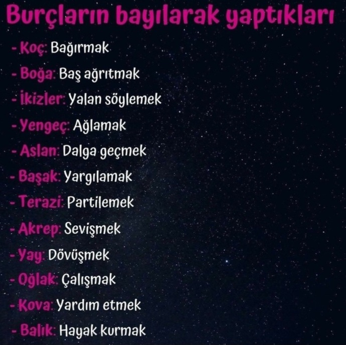 Burçların bayılarak yaptıkları şeyler nelermiş?
