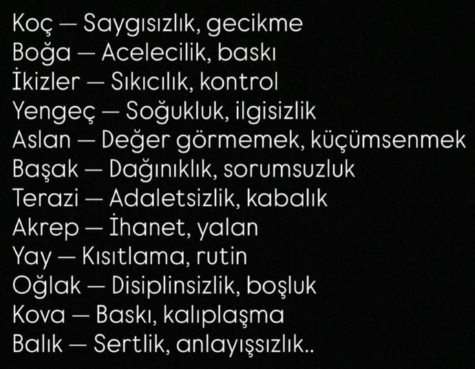 Burçların en sevmediği davranışlar nelermiş ?