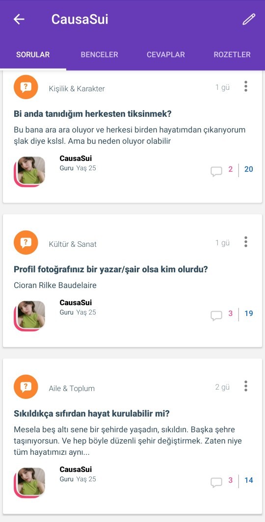 Sadece karşı cinsin sorularına mı gidiyorsunuz?