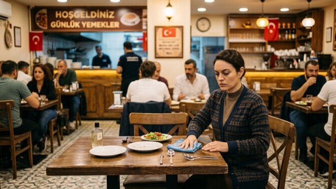 Lokantada yemek yedikten sonra masayı temizler misin?